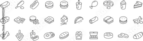 Cooking and Kitchen Essentials Icons – Utensils, Pots, Pans, Spices, Ingredients, Cutlery, Stove, Chef Equipment, Kitchen Tools

