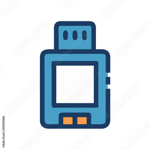 Simple blue USB flash drive icon on black background
