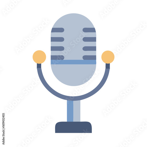 Flat vector microphone icon on black background for media