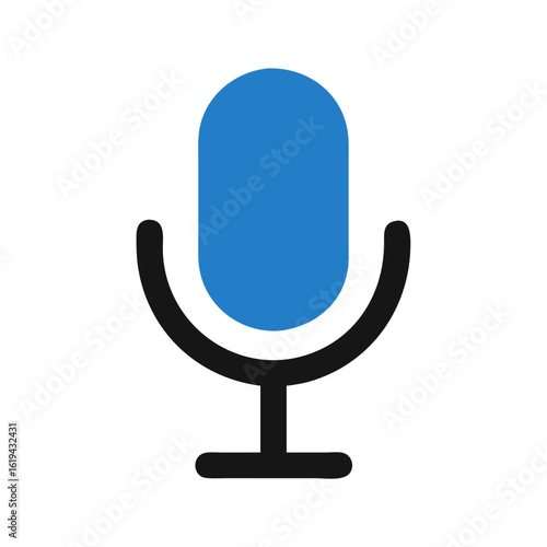 Blue microphone graphic icon illustration on a black background