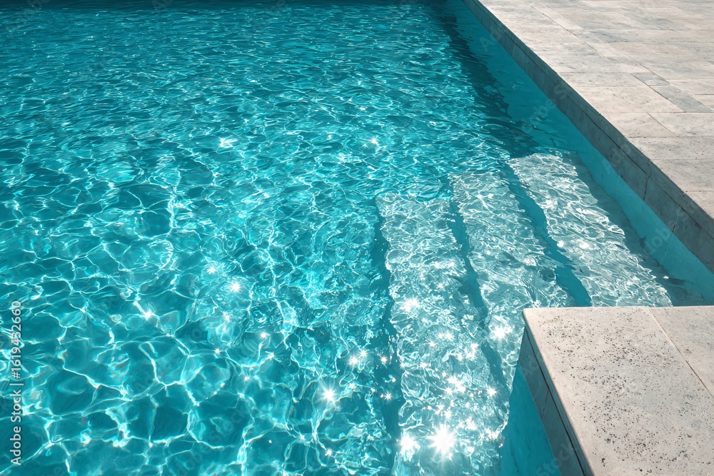 Obraz premium Relaxing Poolside Scene Quiet Backyard Photography Sunny Day Close-Up View Refreshing Atmosphere