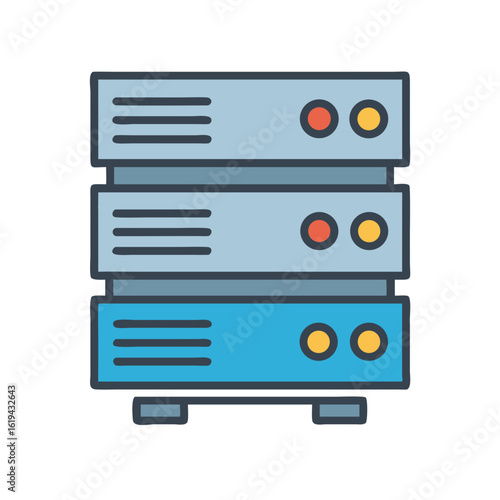Stylized server stack graphic on black background for data management