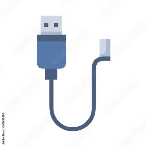 Blue universal serial bus cable on black backdrop image