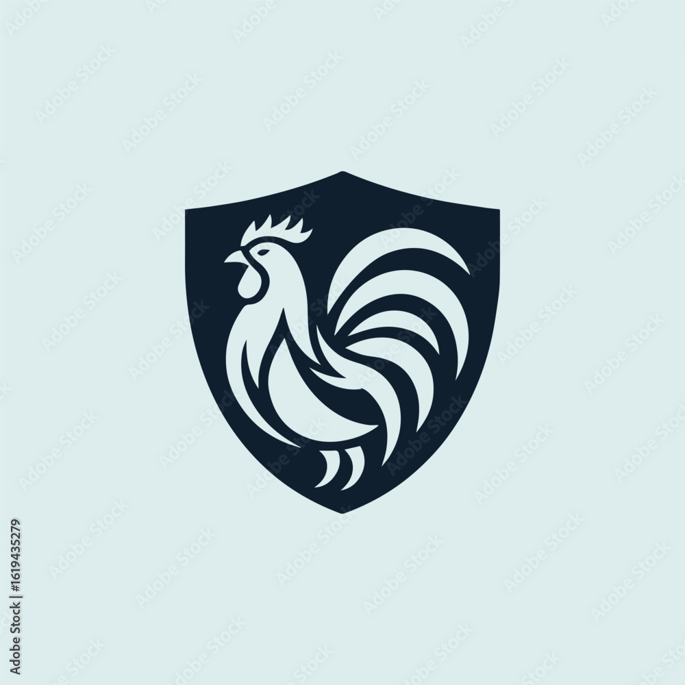 Obraz premium rooster shield logo