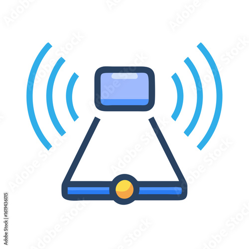 Stylized wifi signal broadcasting information, connection, and network