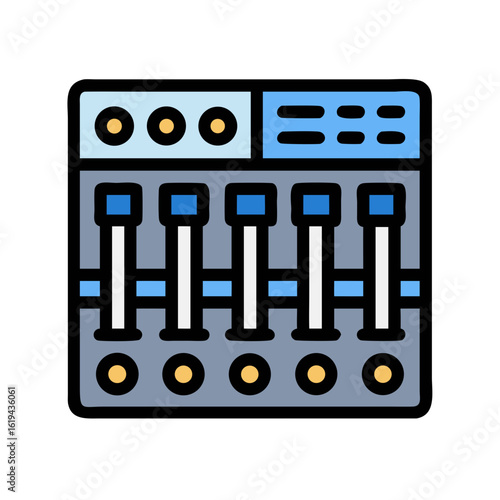 Isolated mixing console control illustration on the black background