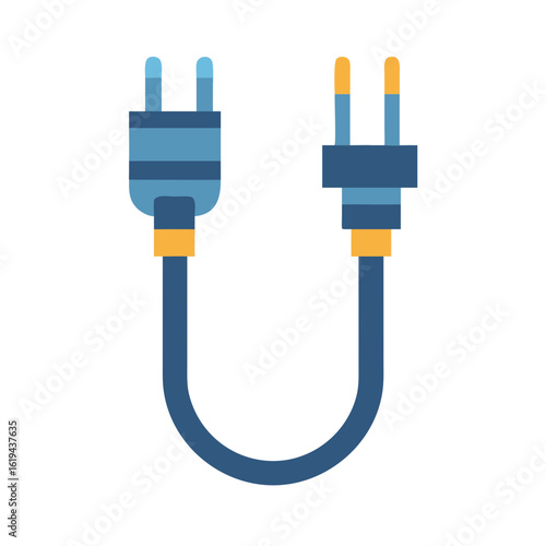 Blue electrical plug graphic flat isolated on black background