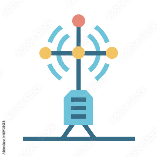 Stylized Illustration of a Modern Weather Station Tower