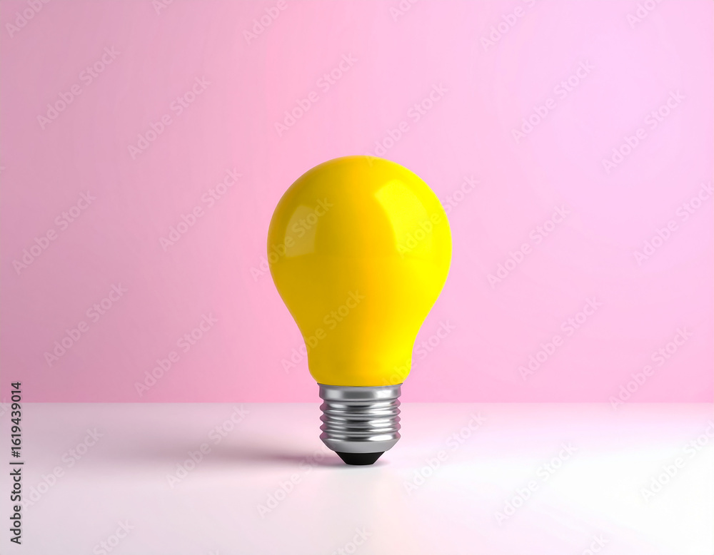 © Lightness World - 3D Yellow lightbulb idea concept innovation bright