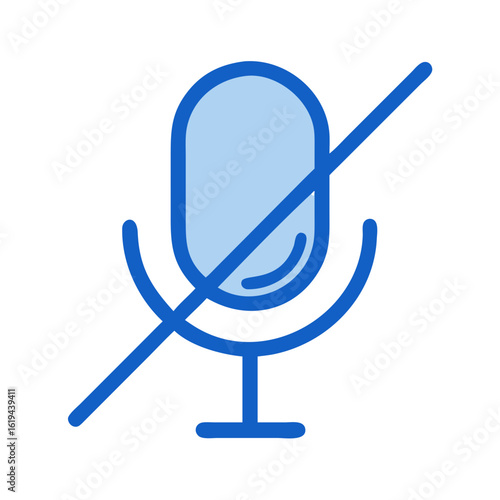 Muted microphone icon graphic on black background depicting silence