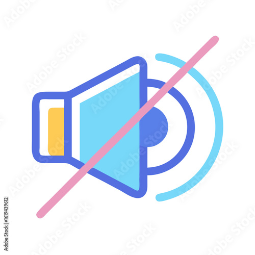 Flat icon of a muted sound speaker symbol