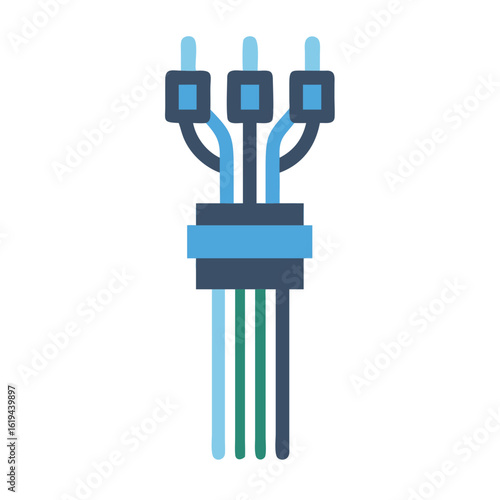 Fiber optic cable split showing data transmission network elements