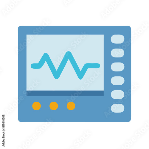 Medical monitor displaying a heartbeat line in flat style