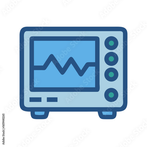 Stylized vector illustration of medical monitor showing heartbeat trace