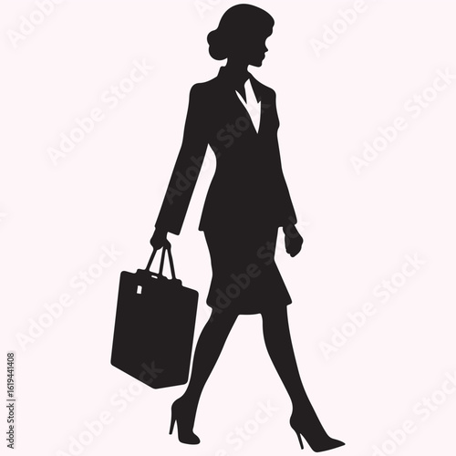 Pilot and Air Hostess Silhouette Vector Icon