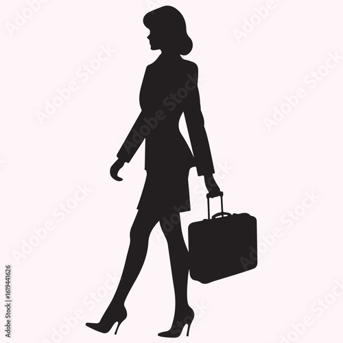Flight Attendant Walking Silhouette Icon