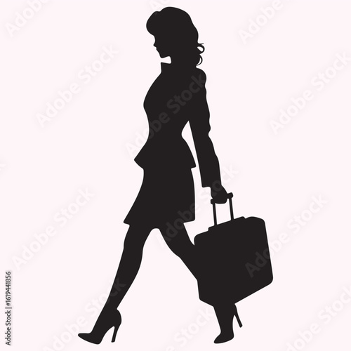 Air Hostess Walking Silhouette Icon