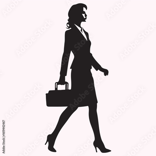 Cabin Crew Walking with Suitcase Silhouette Icon