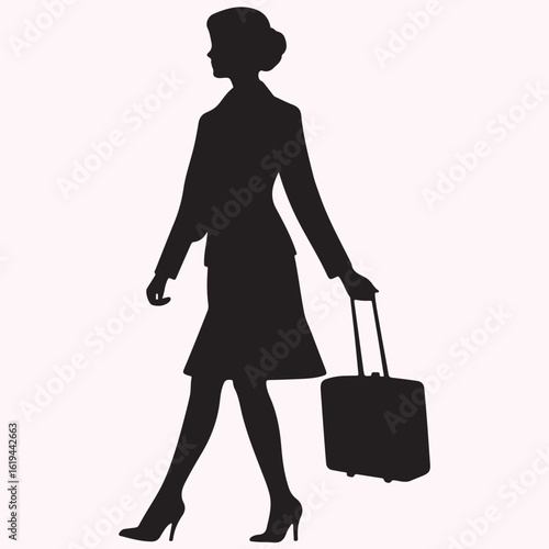 Air Hostess Walking Silhouette Icon