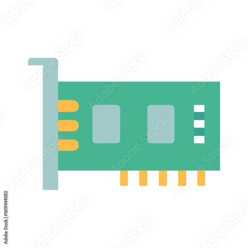 Flat computer video card on black background for tech visuals