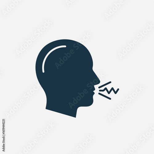 Silhouette of a person breathing out smoke icon for health awareness