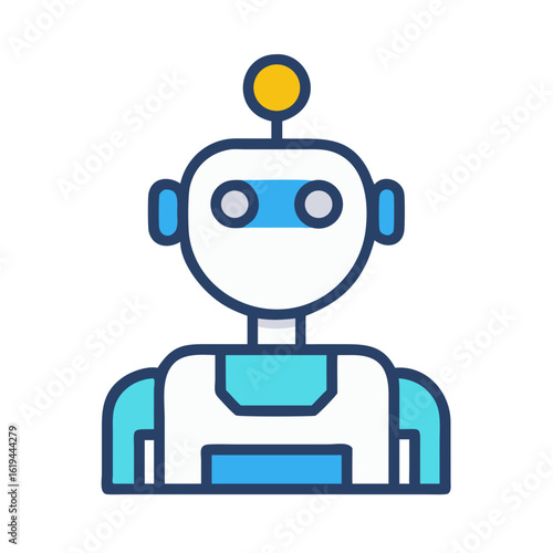 Simple Robot Illustration on Black Background Depicting Artificial Intelligence