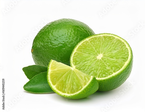 Fresh Limes with Leaves Juicy Citrus Fruits Perfect for Cocktails and Recipes