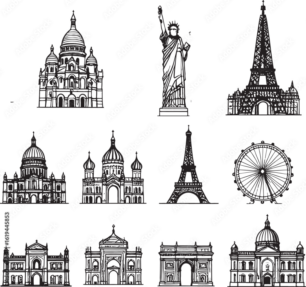 Obraz premium Abstract geometric shape with vibrant color accents and a distinctive silhouette