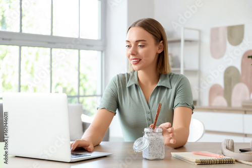 Young woman with chia seed ...