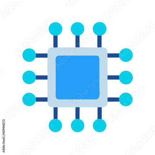Stylized central processing unit on solid black background icon