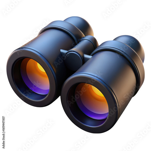 3d binoculars isolated on transparent background