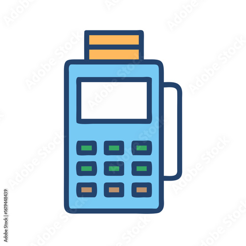 Stylized point of sale terminal in front view isolated