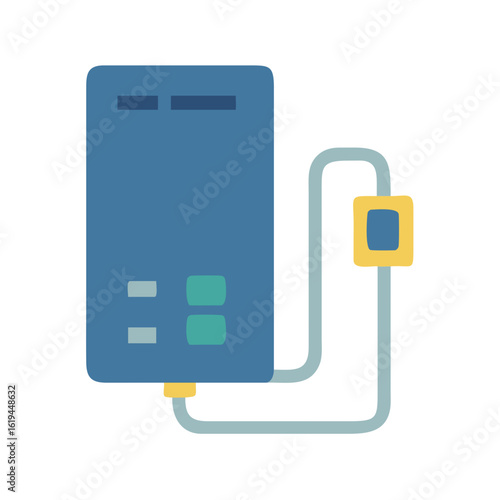 Cartoon illustration of water heater on a black background