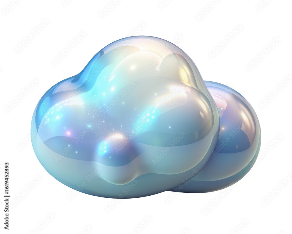 Obraz premium Abstract pearlescent cloud shape with luminous details and reflections against a background for design projects and creative concepts