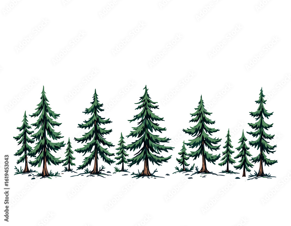Obraz premium fir trees vector illustration