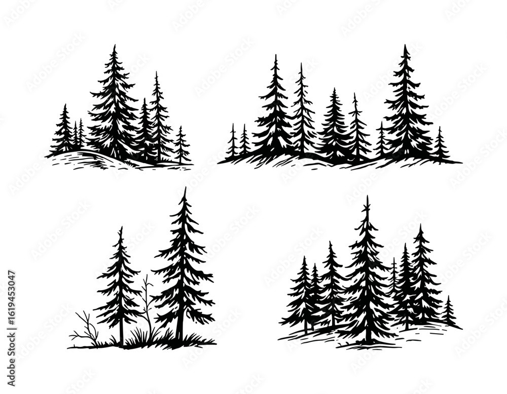 Obraz premium set of vector trees