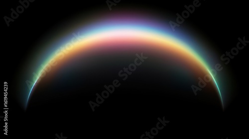 Abstract rainbow arc, glowing celestial ring, ethereal, vibrant colors, spectrum, circular, luminous, futuristic, cosmic, atmospheric, planet-like, holographic,  orb,  