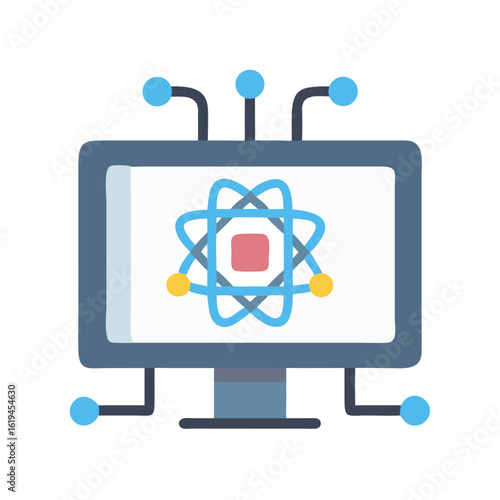 Science technology data shown on a monitor screen icon