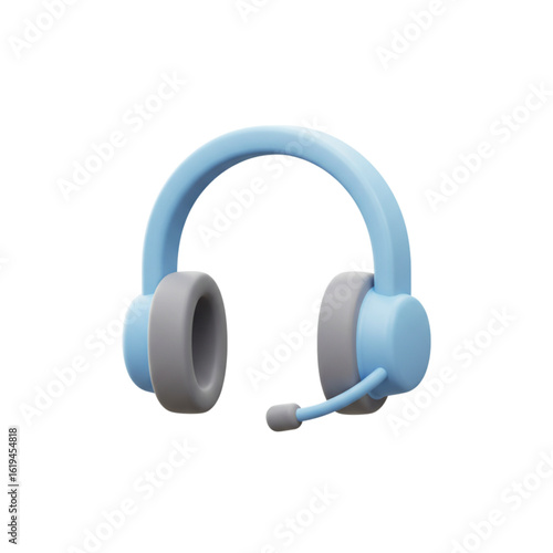 Hands-free blue headset with microphone in modern design  