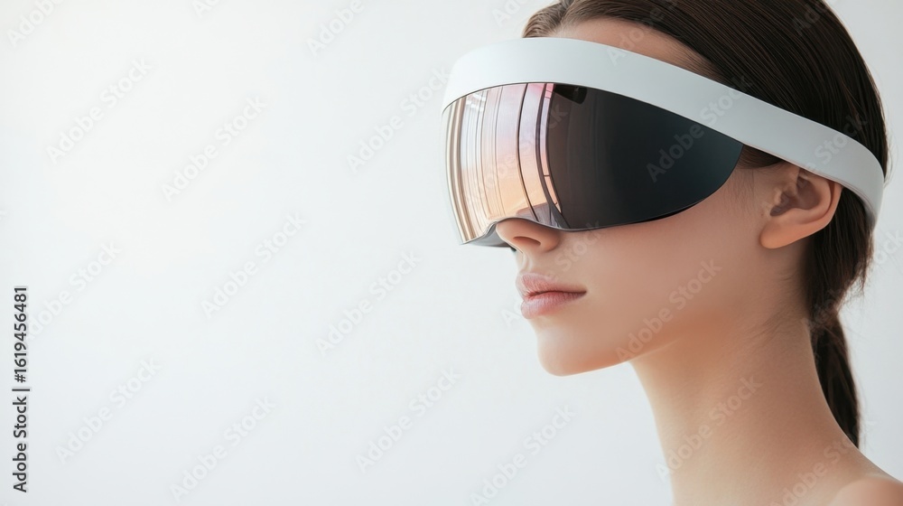 Fototapeta premium Woman experiencing immersive virtual reality.