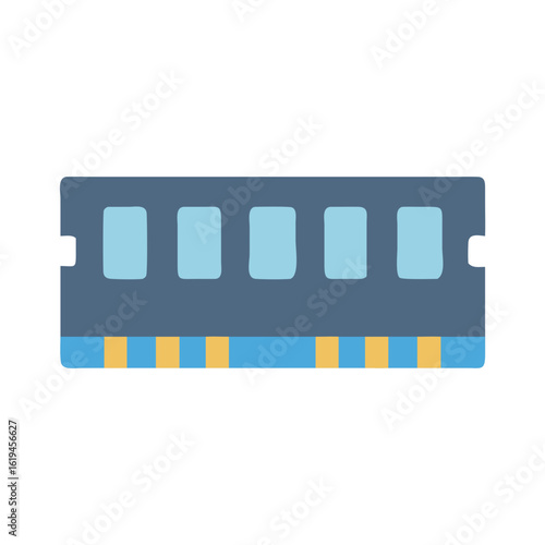 Flat vector illustration of computer RAM isolated on black