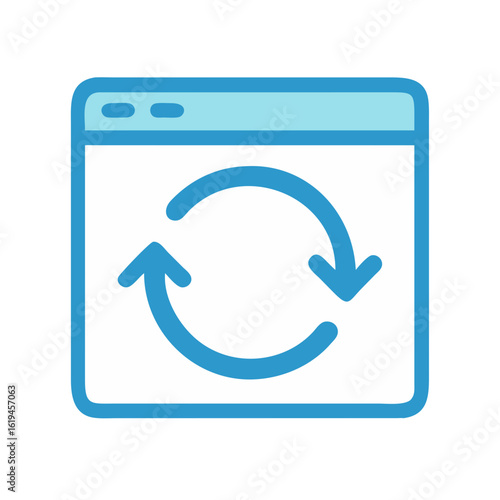 Refresh icon inside a light blue window frame