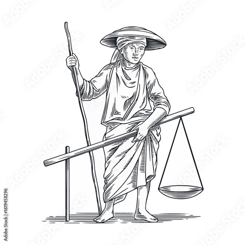 Gratis smallholder Coloring Page vector on white background.02