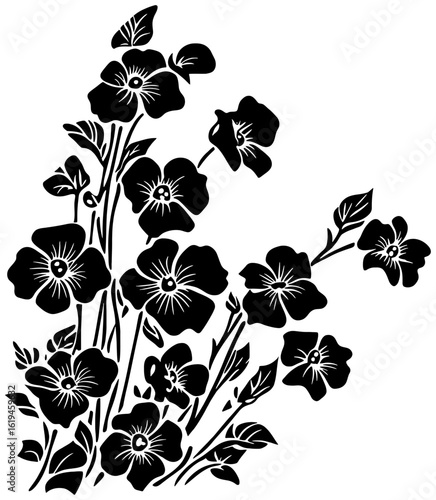 Forget-me-not flower corner border silhouette