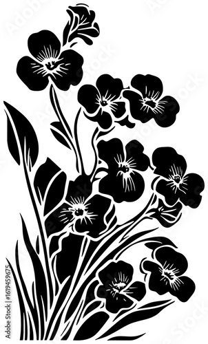 Forget-me-not flower corner border silhouette