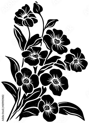 Forget-me-not flower corner border silhouette