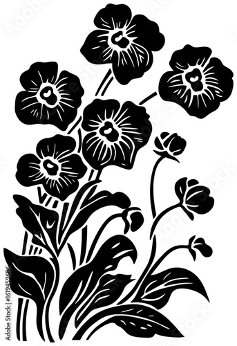 Forget-me-not flower corner border silhouette