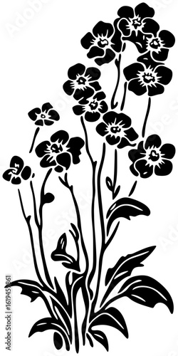 Forget-me-not flower corner border silhouette