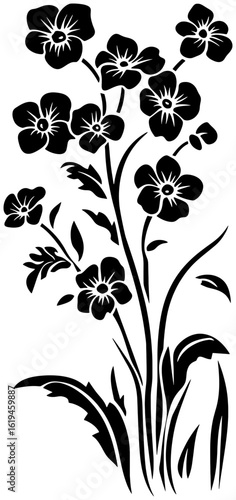 Forget-me-not flower corner border silhouette