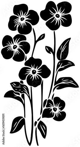 Forget-me-not flower corner border silhouette